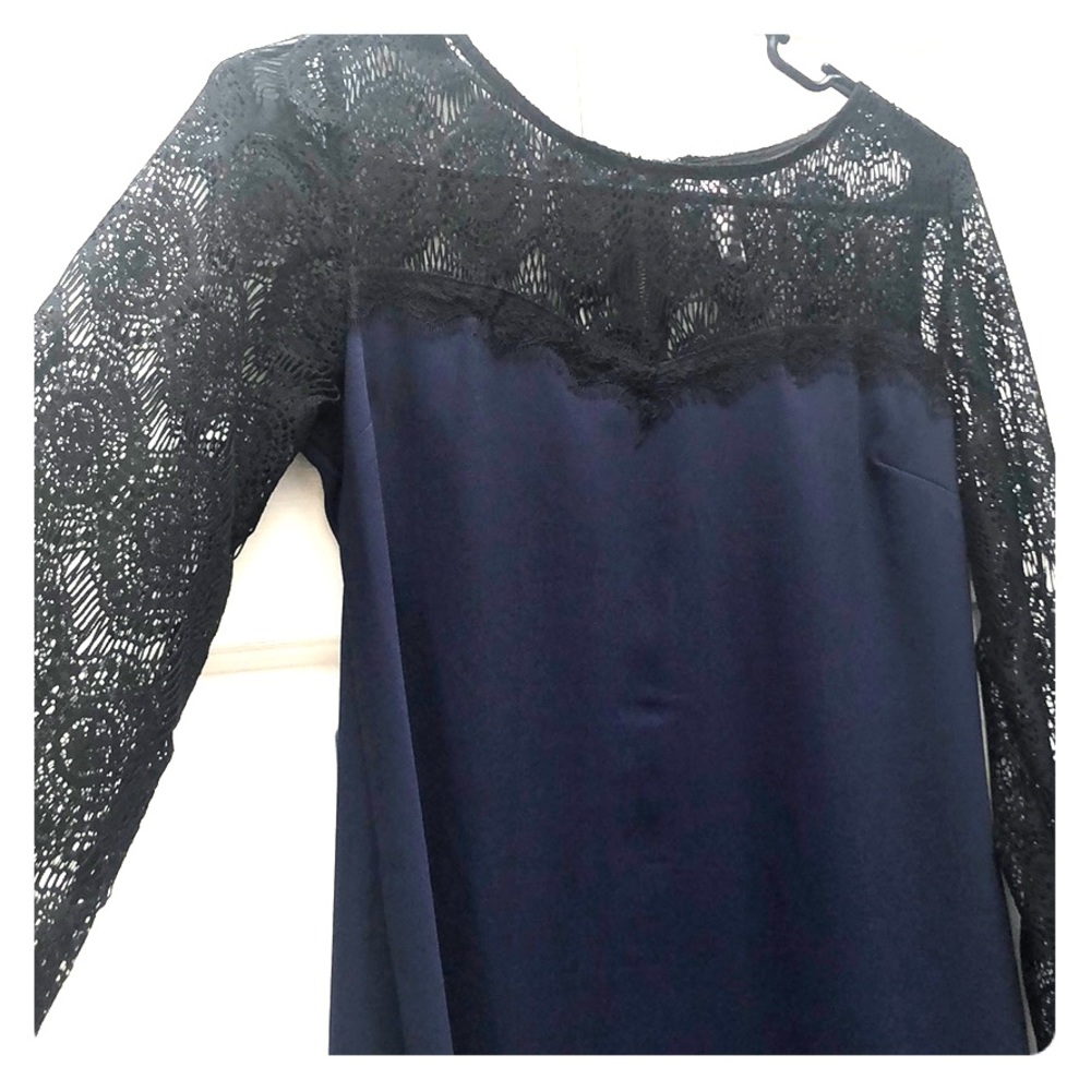 Navy with black lace dress